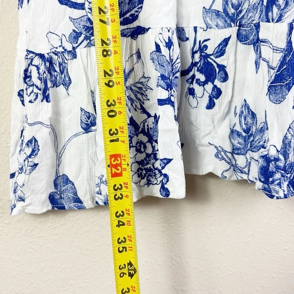 NWT Lulus Garden Bloom Blue and White Floral Print Ruffled Shift Dress sz Medium - Picture 7 of 15